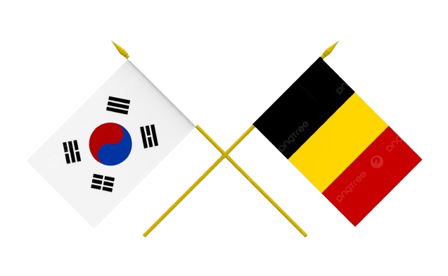 Drapeaux Belgique et Corée du Sud